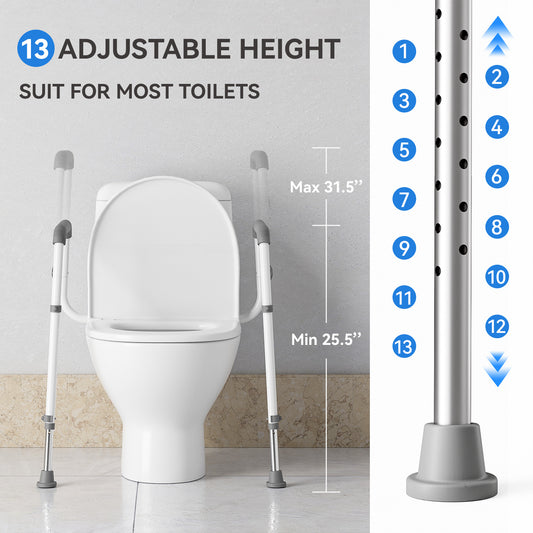 Loyoda Toilet Safety Rails Medical Steel Sturdy Toilet Handle Provides Support for Seniors Disabled and Pregnant Women