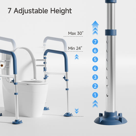 Loyoda Heavy-Duty Steel Toilet Safety Rail | 350 lb Capacity, Foldable, Blue