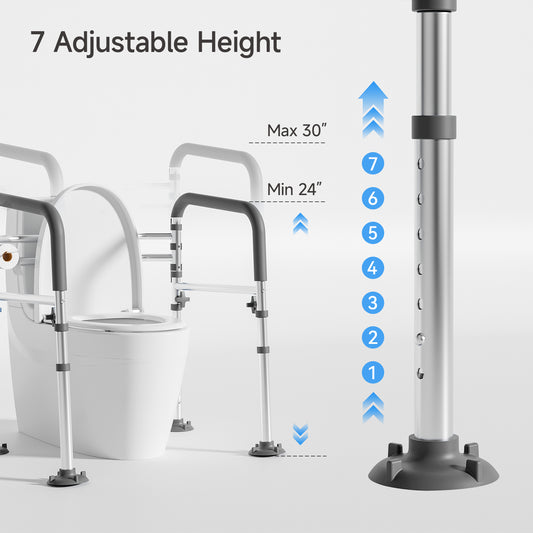 Loyoda Heavy-Duty Steel Toilet Safety Rail | 350 lb Capacity, Foldable, Gray