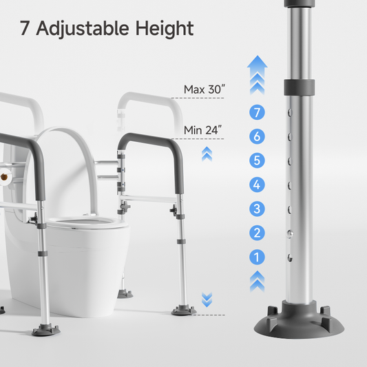 Loyoda Toilet Safety Rail Height&Width Adjustable Toilet Handles Toilet Rail for Elderly Pregnant Disabled