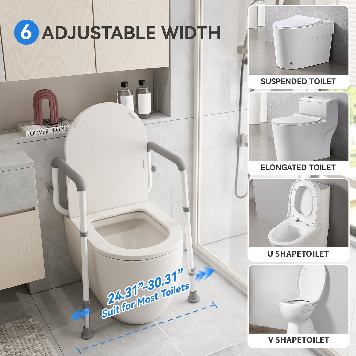 Loyoda Toilet Safety Rails Medical Steel Sturdy Toilet Handle Provides Support for Seniors Disabled and Pregnant Women