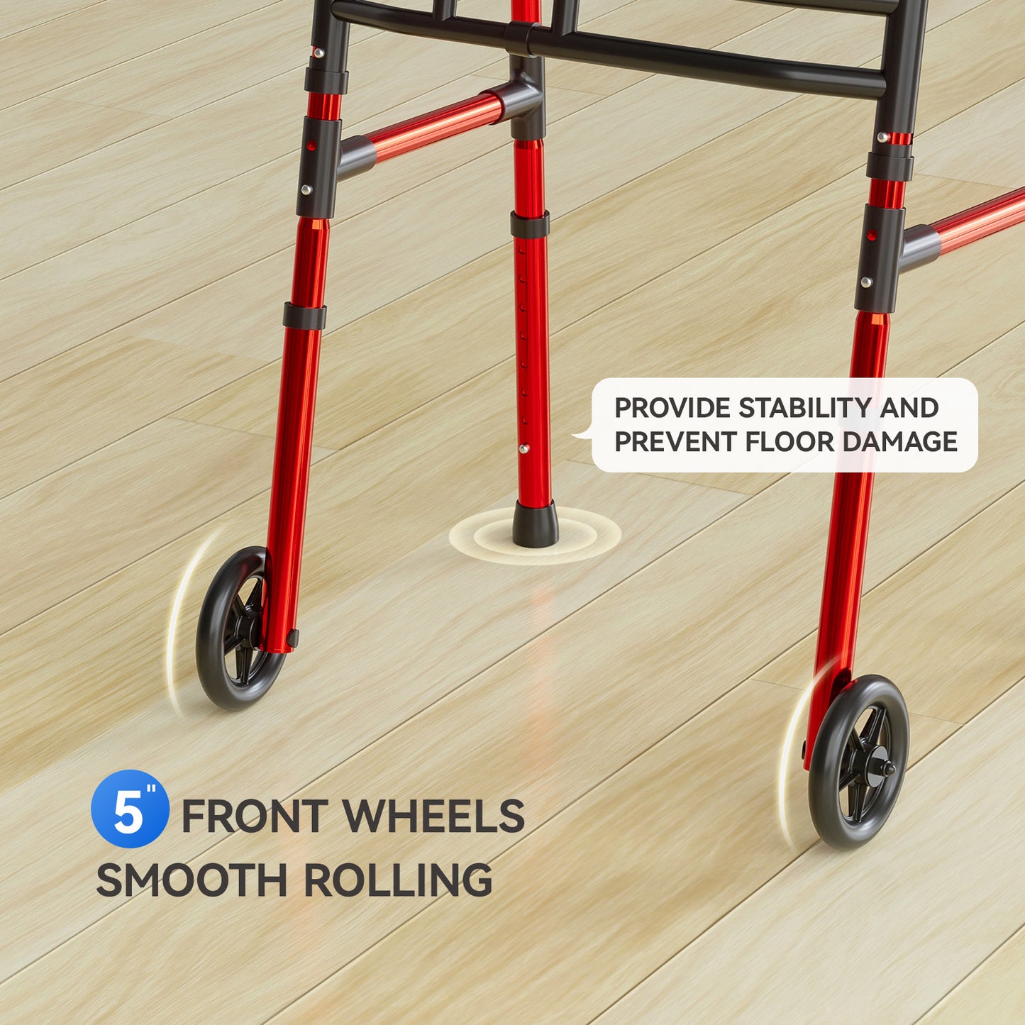 Loyoda Aluminum Walker with Wheels Adjustable Folding Walker for Elderly Handicapped Disabled