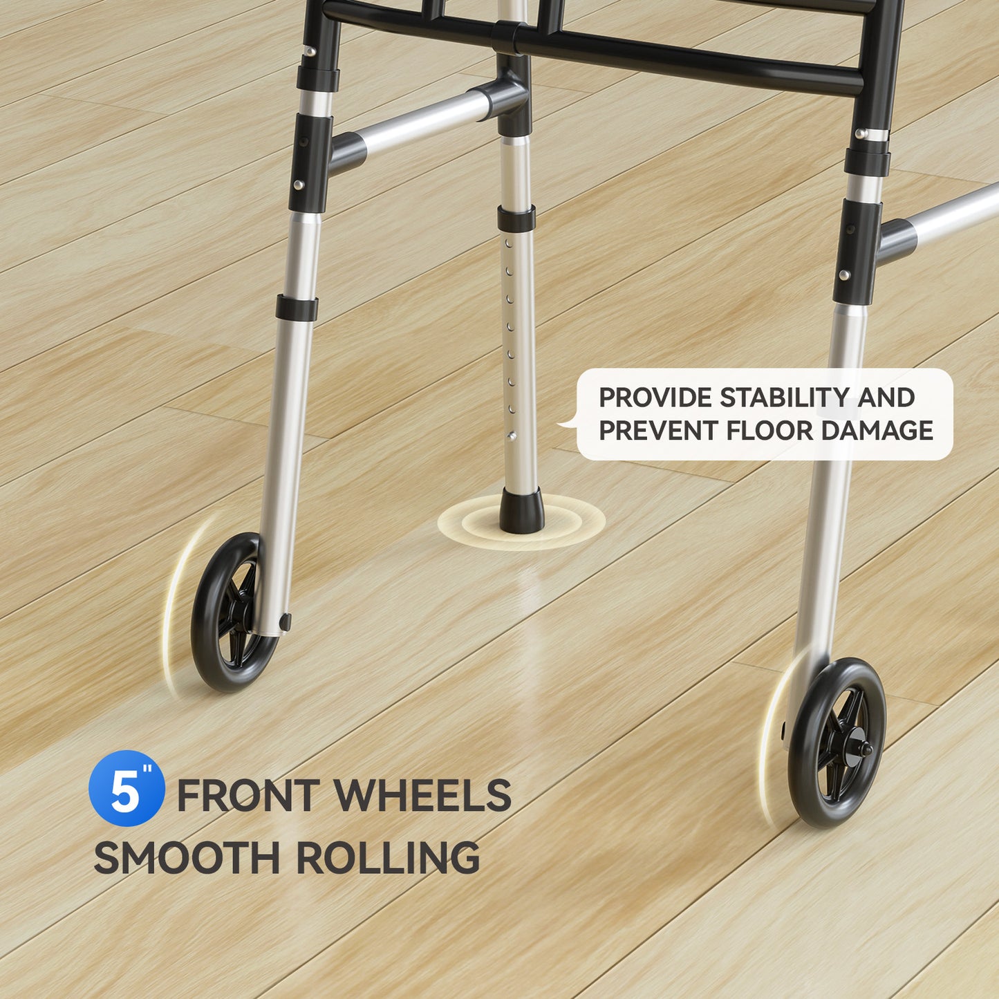 Loyoda Folding Walkers for Seniors Medical Bariatric Walker Lightweight 5'' Front Wheel Walker