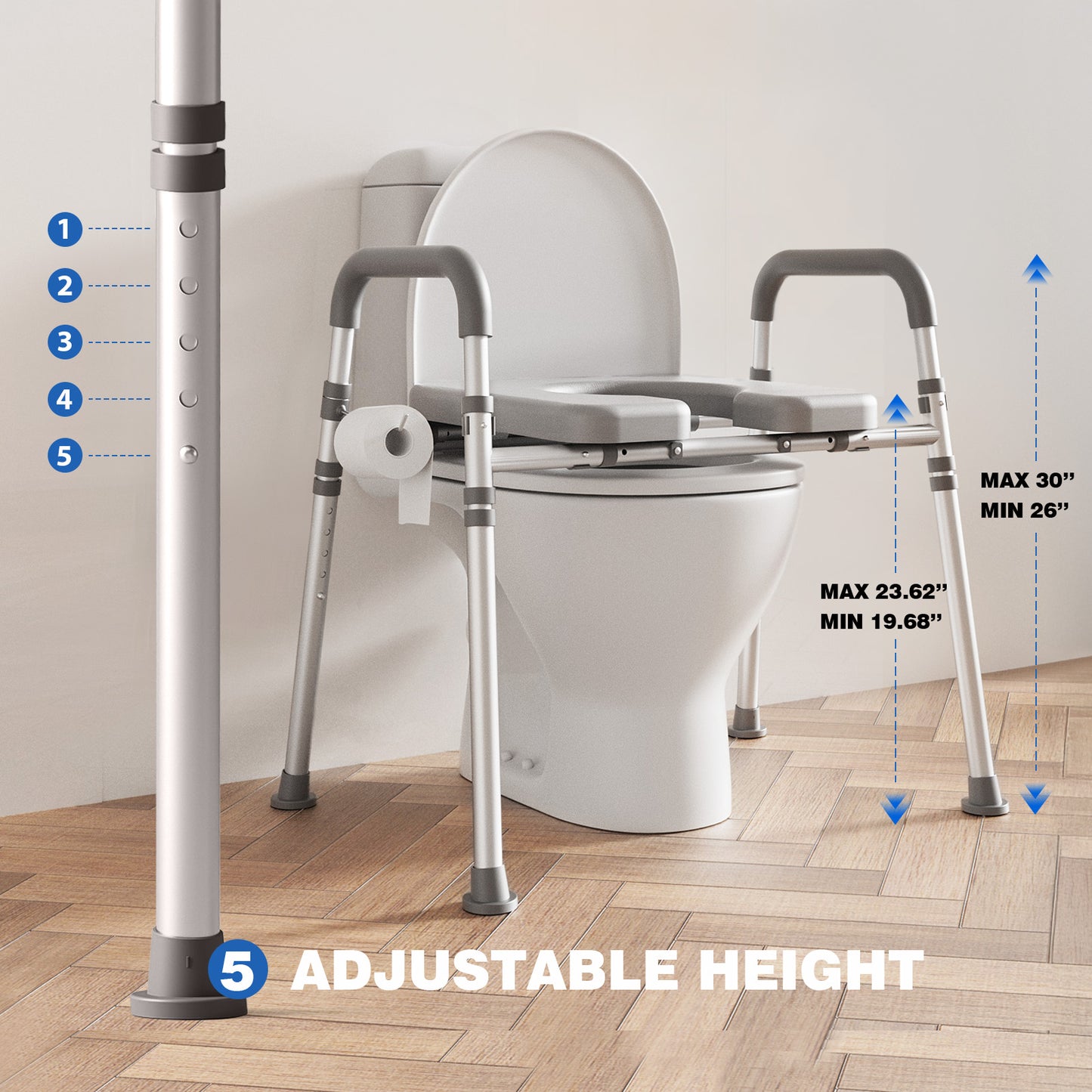 Toilet Seat Risers for Seniors, Raised Toilet Seat with Padded Handles & Seat, 400 LBS for Elderly
