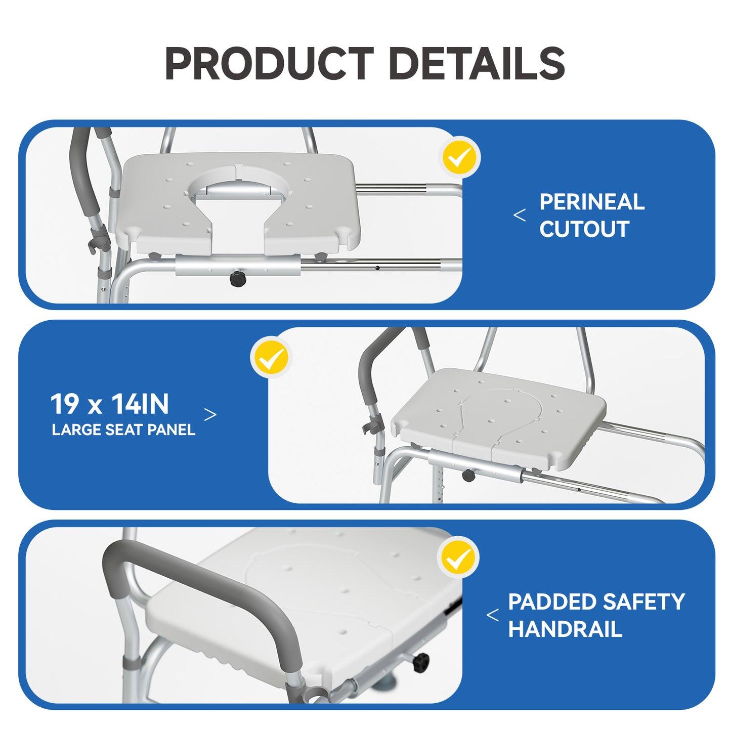 Loyoda Tub Transfer Bench Sliding Bathtub Shower Chair for Inside Shower Chair for Elderly and Disabled,Adjustable Seat Height Holds Weight up to 350 Lbs