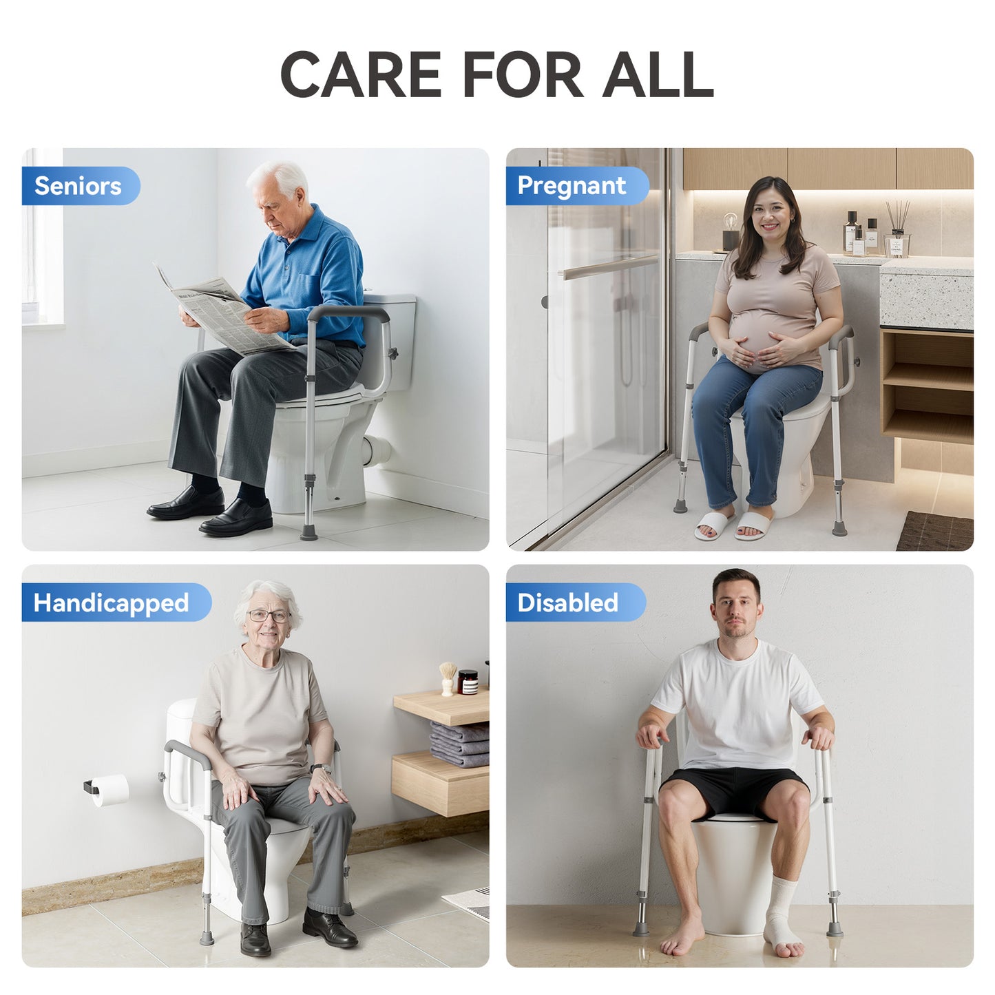 Loyoda Toilet Safety Rails Medical Steel Sturdy Toilet Handle Provides Support for Seniors Disabled and Pregnant Women