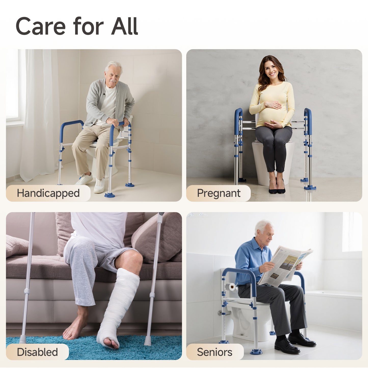 Loyoda Toilet Safety Rail Frame Width-Adjustable Toilet Handles Foldable Toilet Rail Provides Support for Seniors