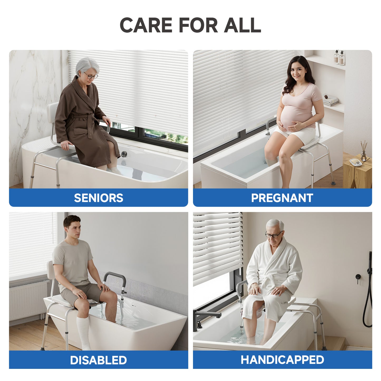 Loyoda Tub Transfer Bench Sliding Bathtub Shower Chair for Inside Shower Chair for Elderly and Disabled,Adjustable Seat Height Holds Weight up to 350 Lbs