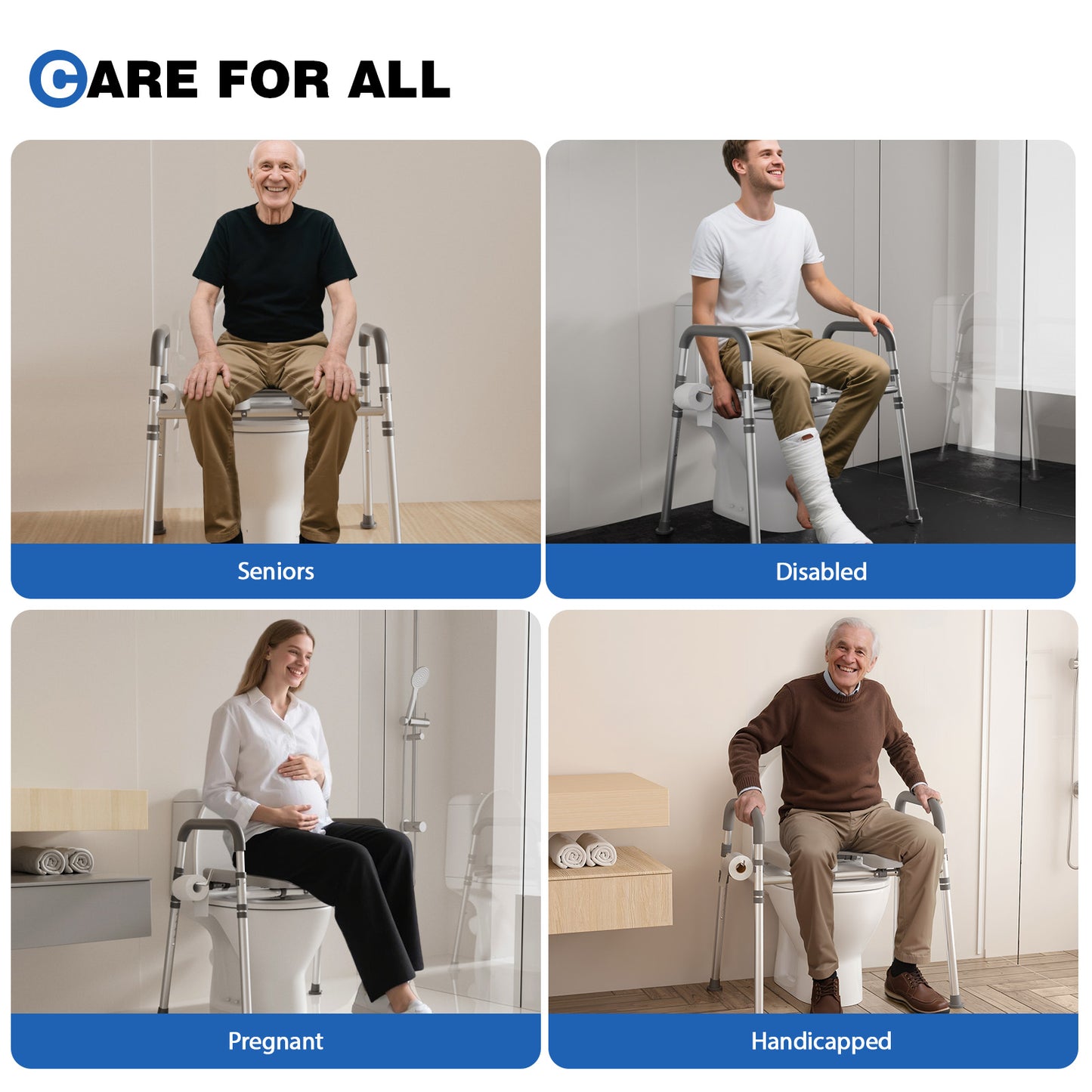 Toilet Seat Risers for Seniors, Raised Toilet Seat with Padded Handles & Seat, 400 LBS for Elderly