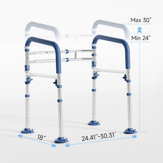 Loyoda Toilet Safety Rail Frame Width-Adjustable Toilet Handles Foldable Toilet Rail Provides Support for Seniors