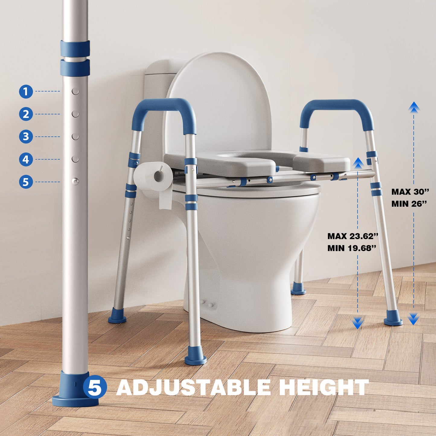 Loyoda Toilet Seat Risers for Seniors, Raised Toilet Seat with Padded Handles & Seat, 400 LBS for Elderly