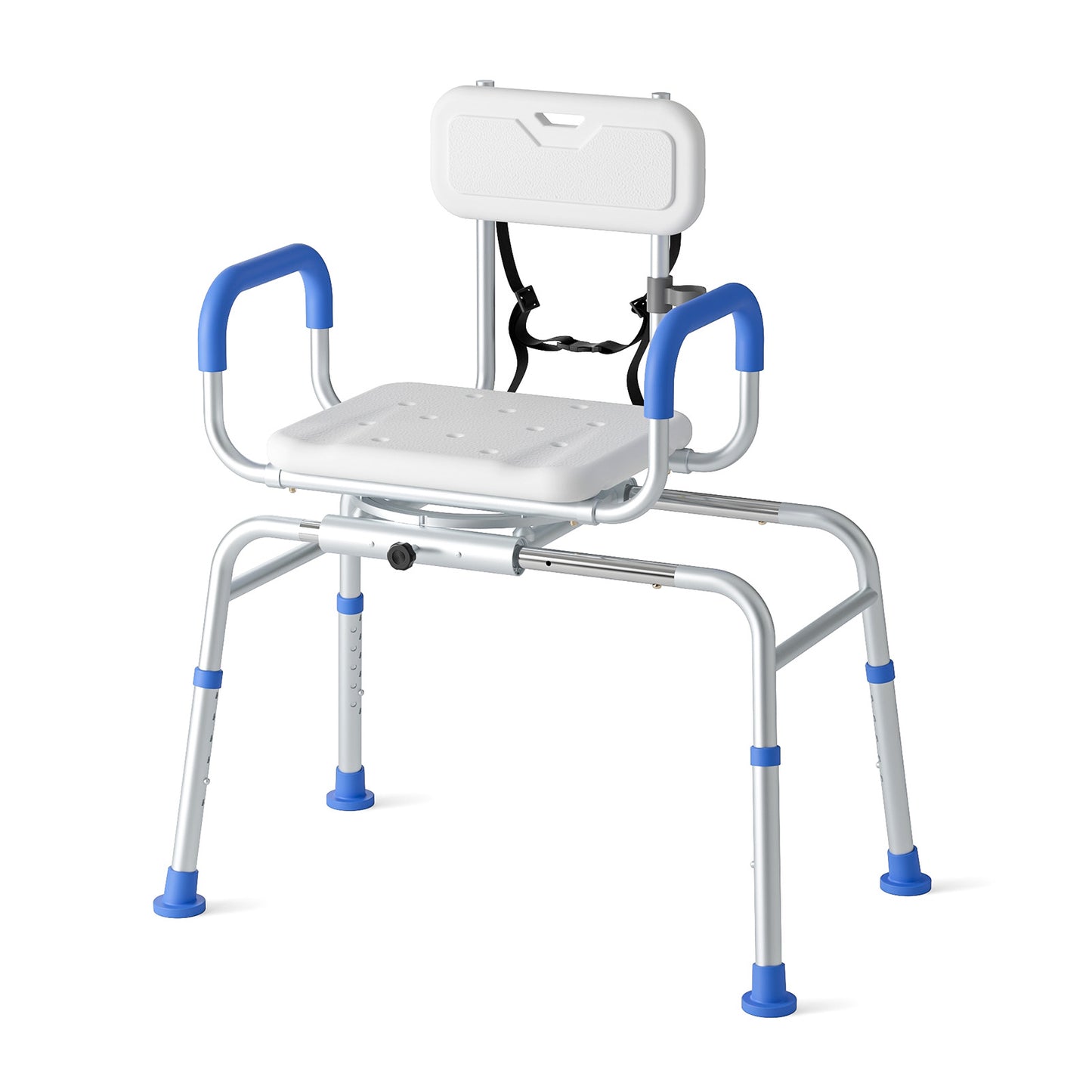 Loyoda Sliding Shower Chair Tub Transfer Bench with Swivel Seat Padded Armrest and Backrest for Handicap & Seniors