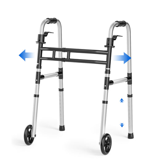 Loyoda Folding Walkers for Seniors Medical Bariatric Walker Lightweight 5'' Front Wheel Walker