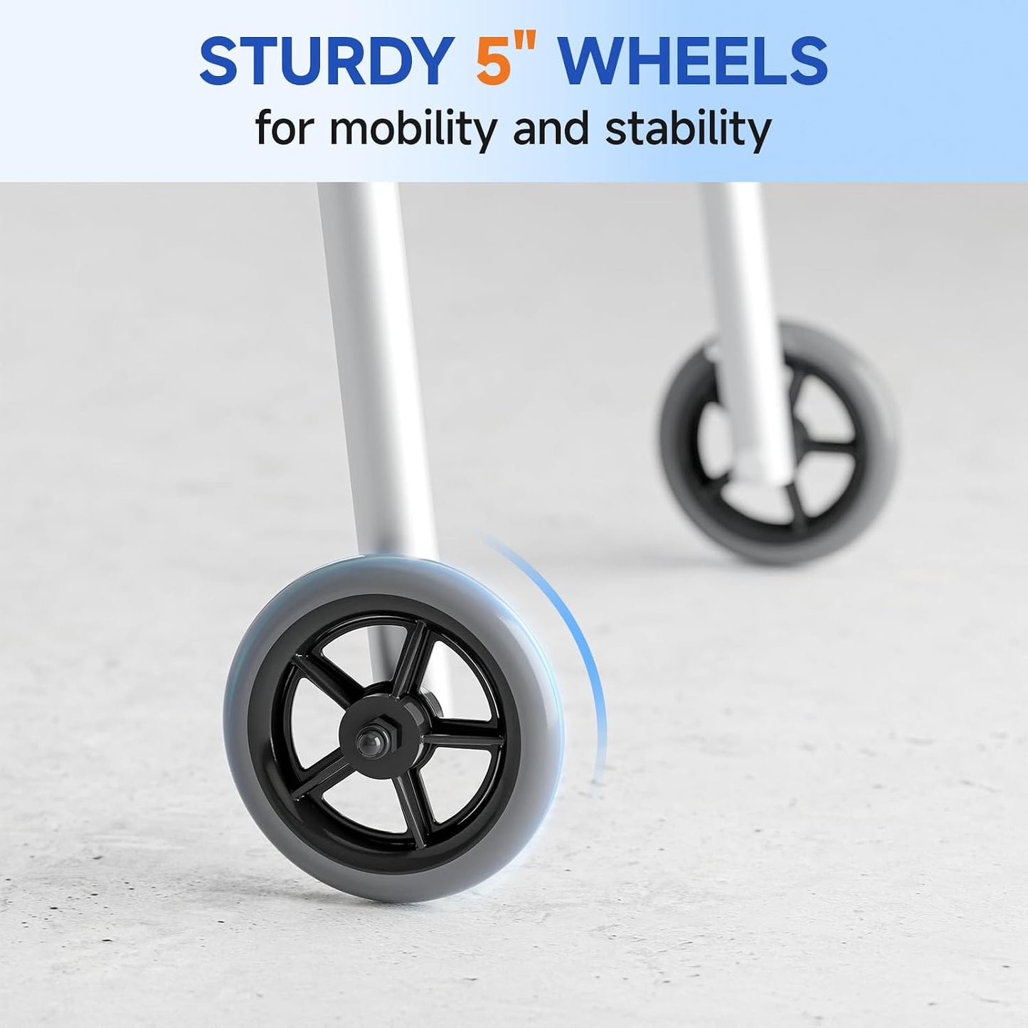 Loyoda Folding Walker with Tray for Seniors | 5'' Wheels, Height Adjustable, 350 lb