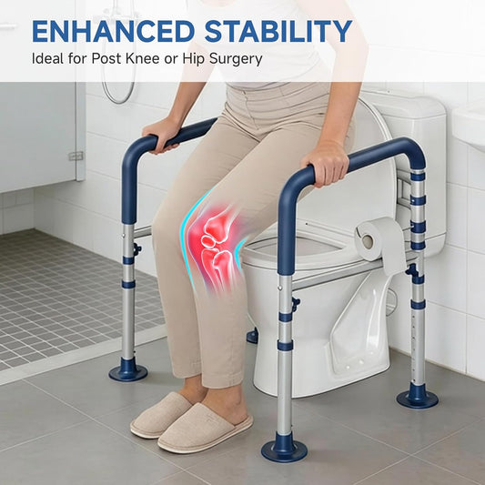 Loyoda Heavy-Duty Steel Toilet Safety Rail | 350 lb Capacity, Foldable, Blue