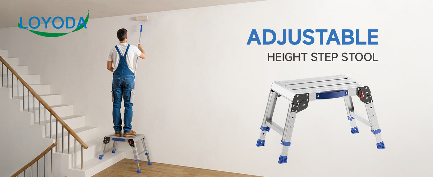 Loyoda Aluminum Step Stool Folding Work Platform Short Size Step Ladder