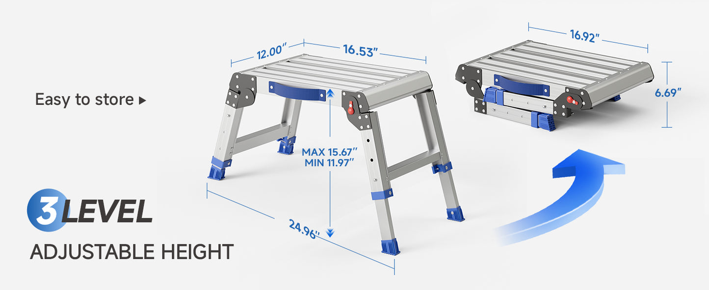 Loyoda Aluminum Step Stool Folding Work Platform Short Size Step Ladder