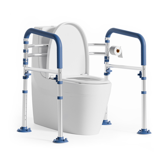 Loyoda Toilet Safety Rail Frame Width-Adjustable Toilet Handles Foldable Toilet Rail Provides Support for Seniors