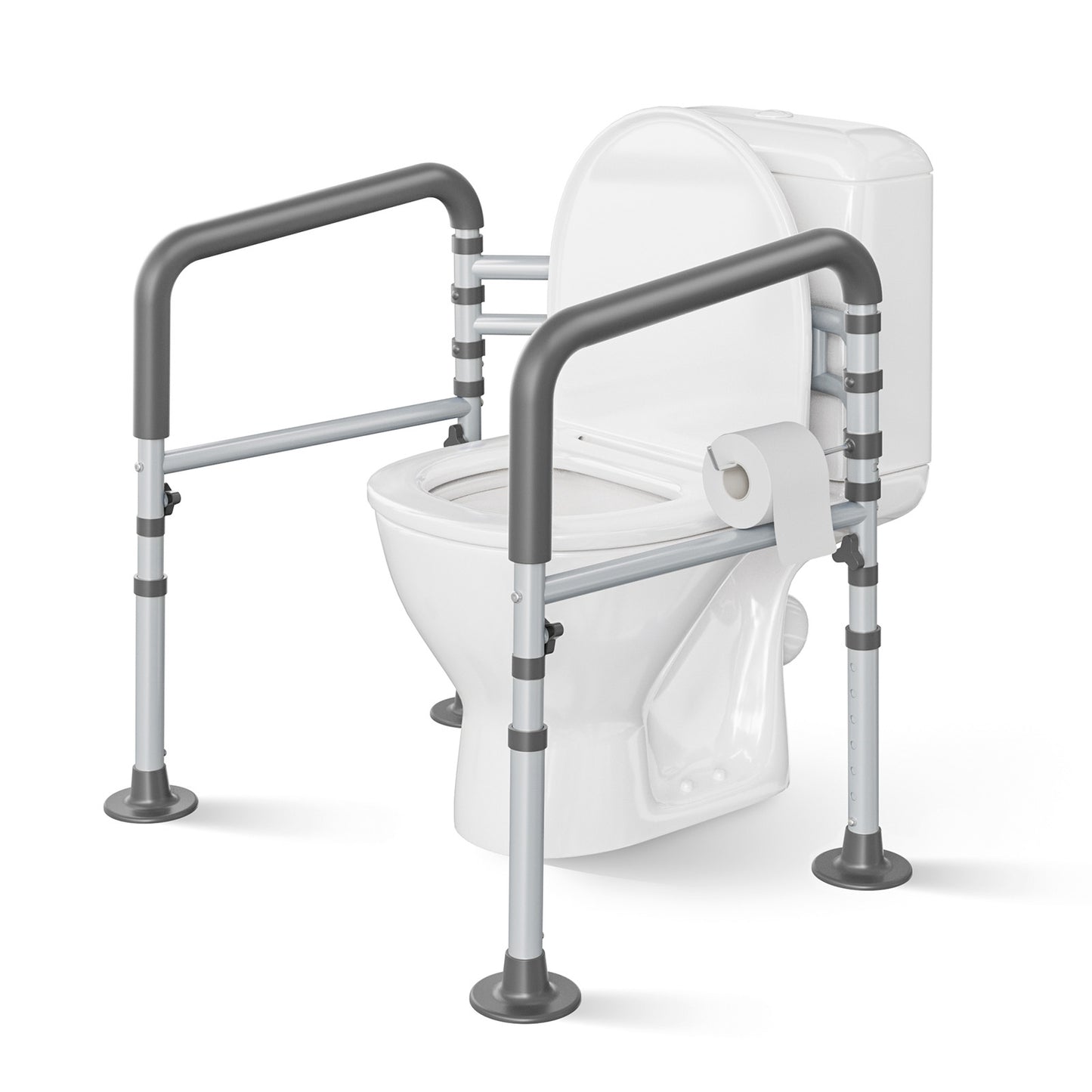 Steel Toilet Safety Rail for Seniors- Heavy-Duty 11.7lbs for Stability & Support, Adjustable and Foldable Toilet handrail for Elderly and Disabled （Gray）