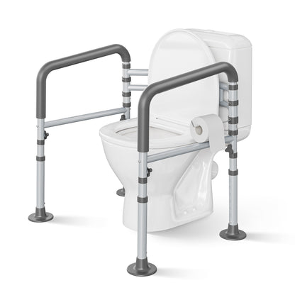 Steel Toilet Safety Rail for Seniors- Heavy-Duty 11.7lbs for Stability & Support, Adjustable and Foldable Toilet handrail for Elderly and Disabled （Gray）
