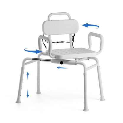 Loyoda Sliding & Swivel Shower Chair for Bathtub Transfer | 350 lb, Neutral Gray