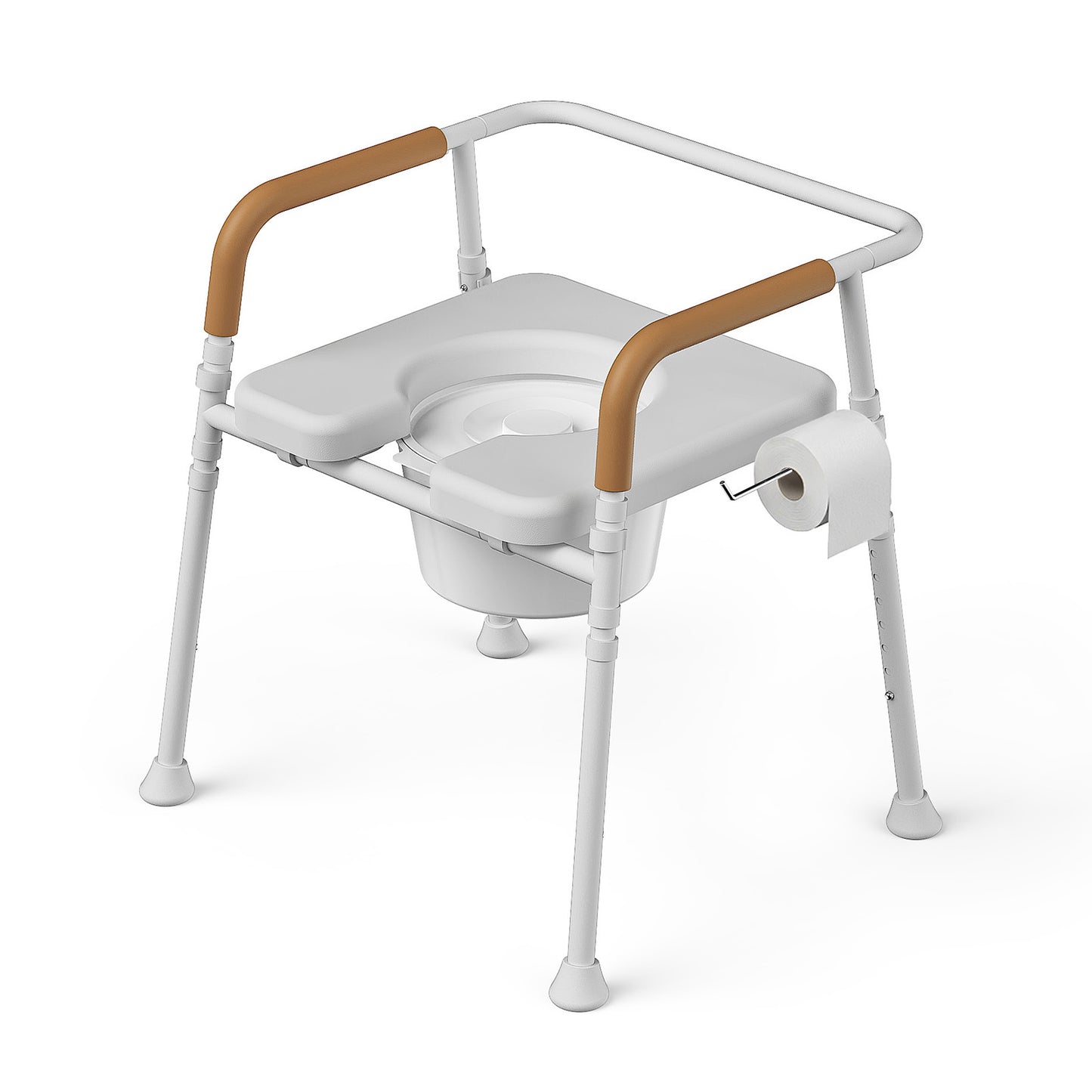 Loyoda Bedside Commode Chair for Seniors, 400 lbs Capacity, Portable Toilet with Padded Seat & Armrests, Removable 5L Bucket, Adjustable Height & Width