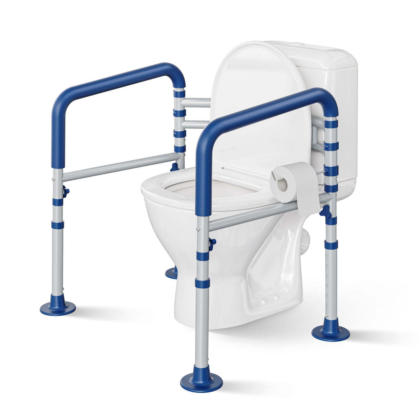 Loyoda Toilet Safety Rail for Seniors and Handicap, Adjustable Height & Width, Stand Alone Toilet Safety Frame, Supports up to 350Lbs (Blue)