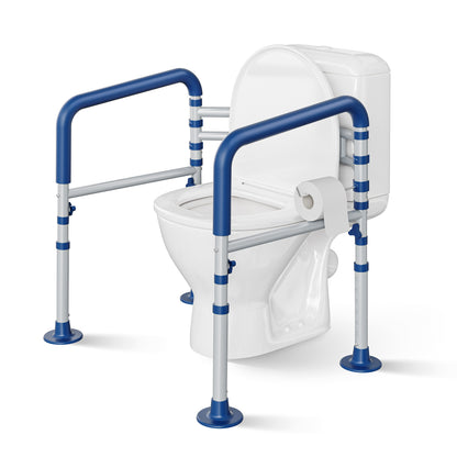 Loyoda Toilet Safety Rail for Seniors and Handicap, Adjustable Height & Width, Stand Alone Toilet Safety Frame, Supports up to 350Lbs (Blue)