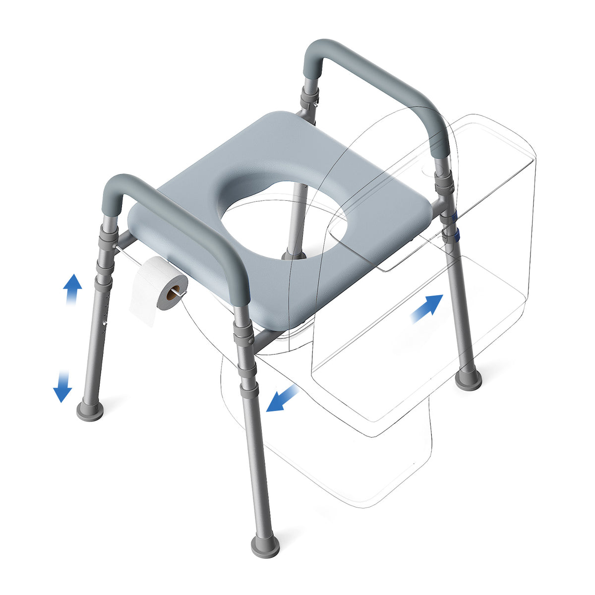 Loyoda Raised Toilet Seat Riser with Handles | 350 lb, Adjustable, Gray