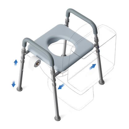 Loyoda Raised Toilet Seat Riser with Handles | 350 lb, Adjustable, Gray