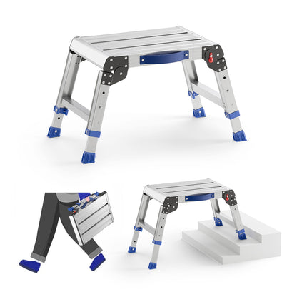 Loyoda Folding Step Stool for Adults | Portable Aluminum Work Platform, 12"-15.7" Height, 440 lb