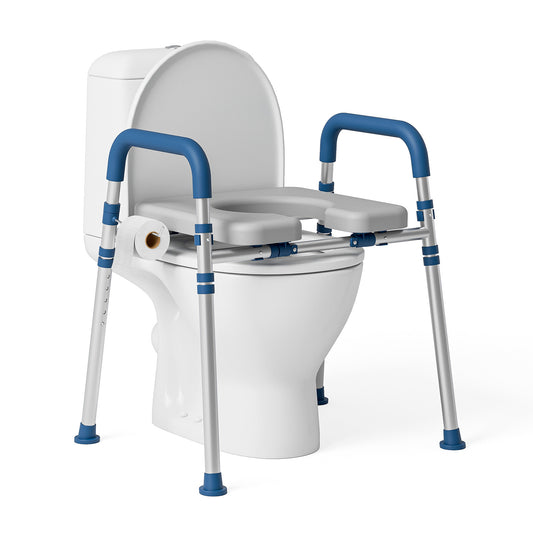 Loyoda Toilet Seat Risers for Seniors, Raised Toilet Seat with Padded Handles & Seat, 400 LBS for Elderly