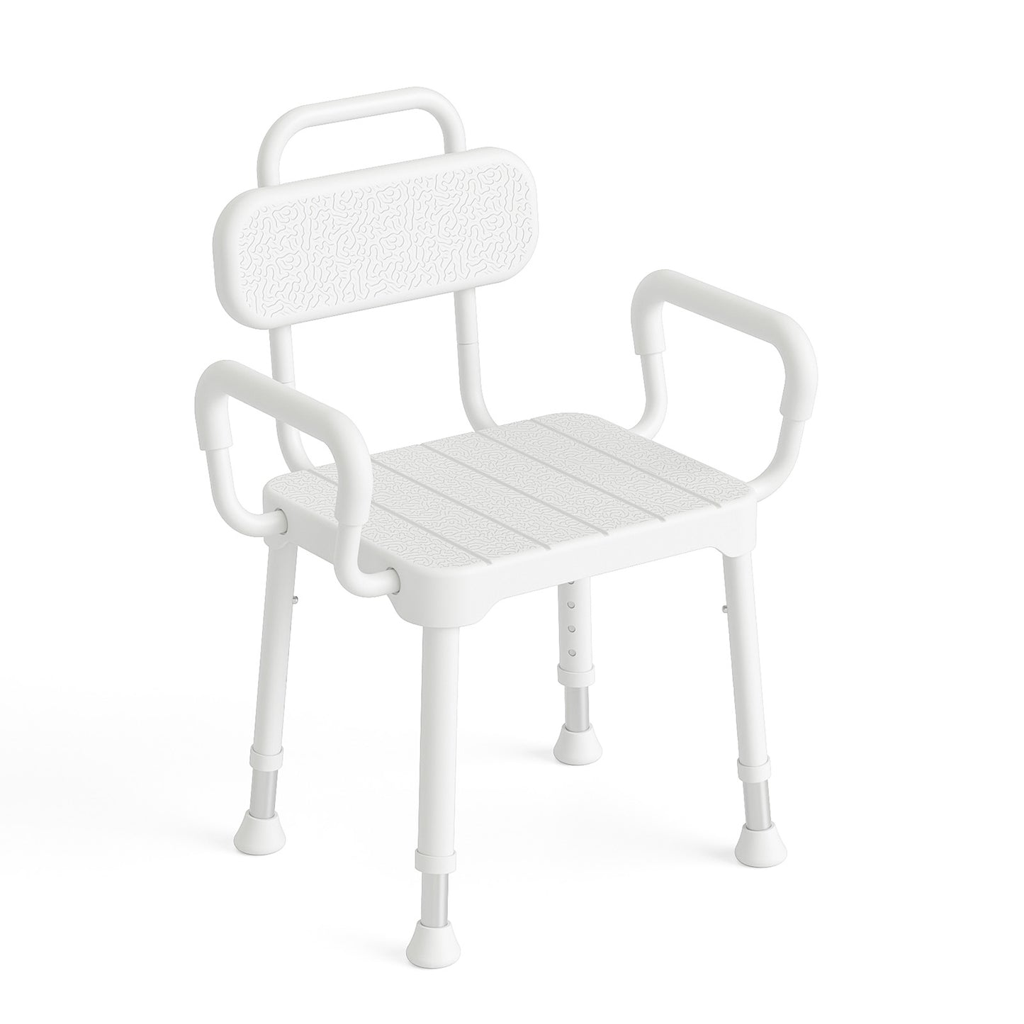 Loyoda Aluminum Shower Chair for Elderly - 350 lbs Capacity, Bath Stool with Back and Arms, Non-Slip Rubber Tips & Waterproof Rust-Proof Design for Safe Bathroom Use
