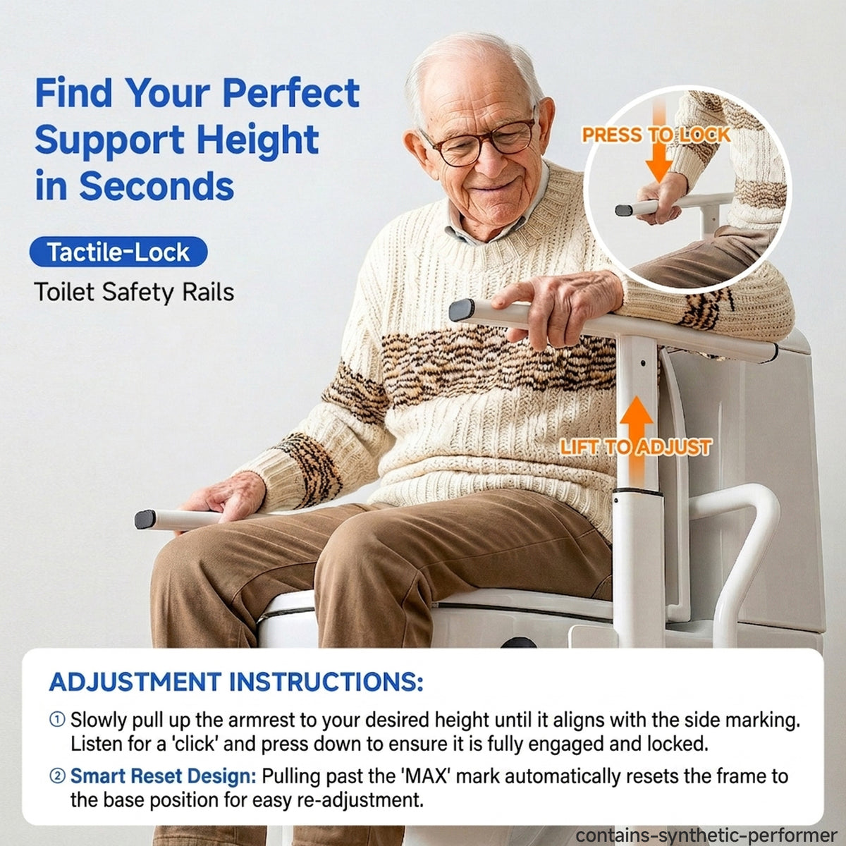 Loyoda Toilet Safety Rails for Seniors, White, 350 lb Limit