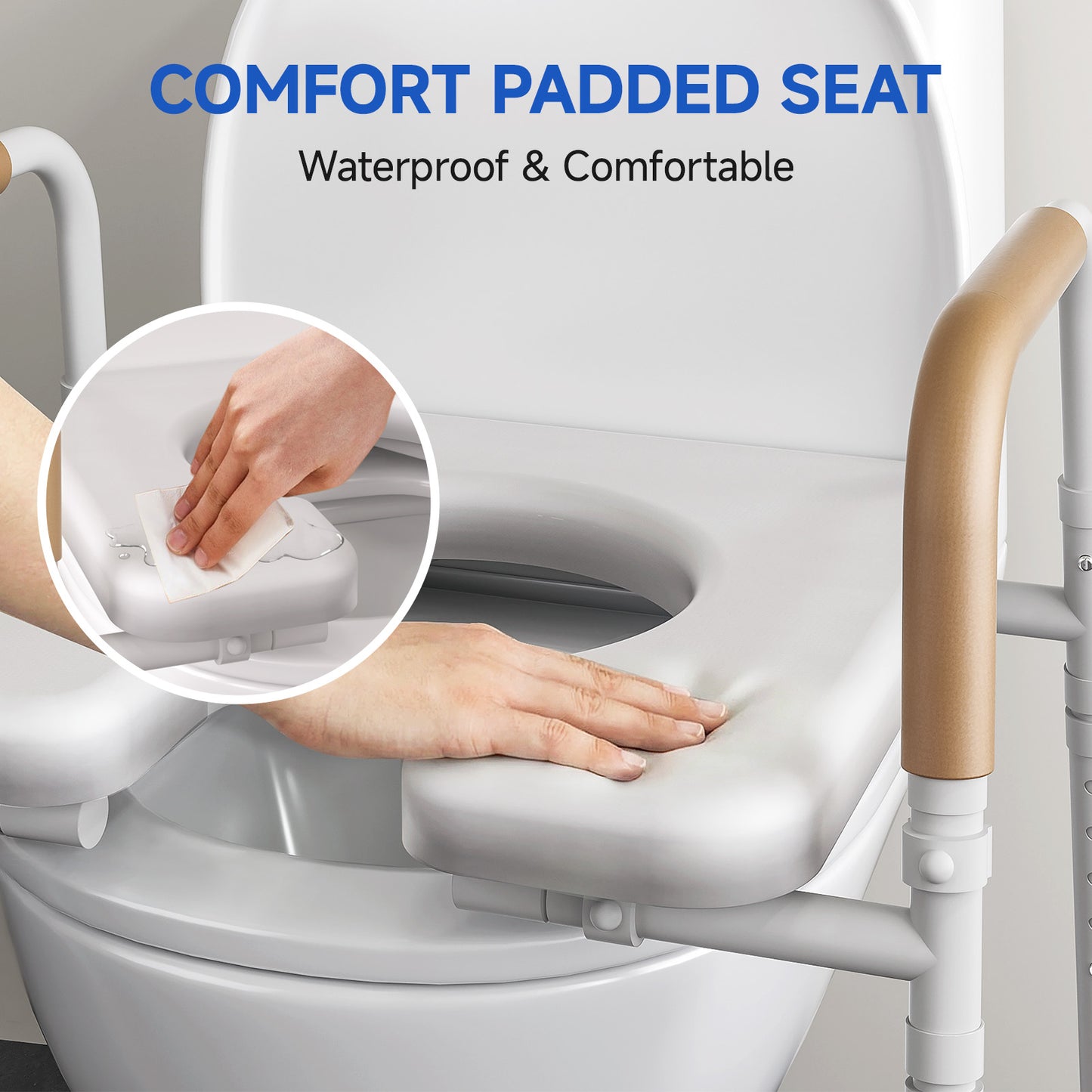 Loyoda 350lbs Adjustable Toilet Seat Risers for Seniors, Raised Toilet Seat with Handles for Elderly, Pregnant and Disable, Padded Handicap