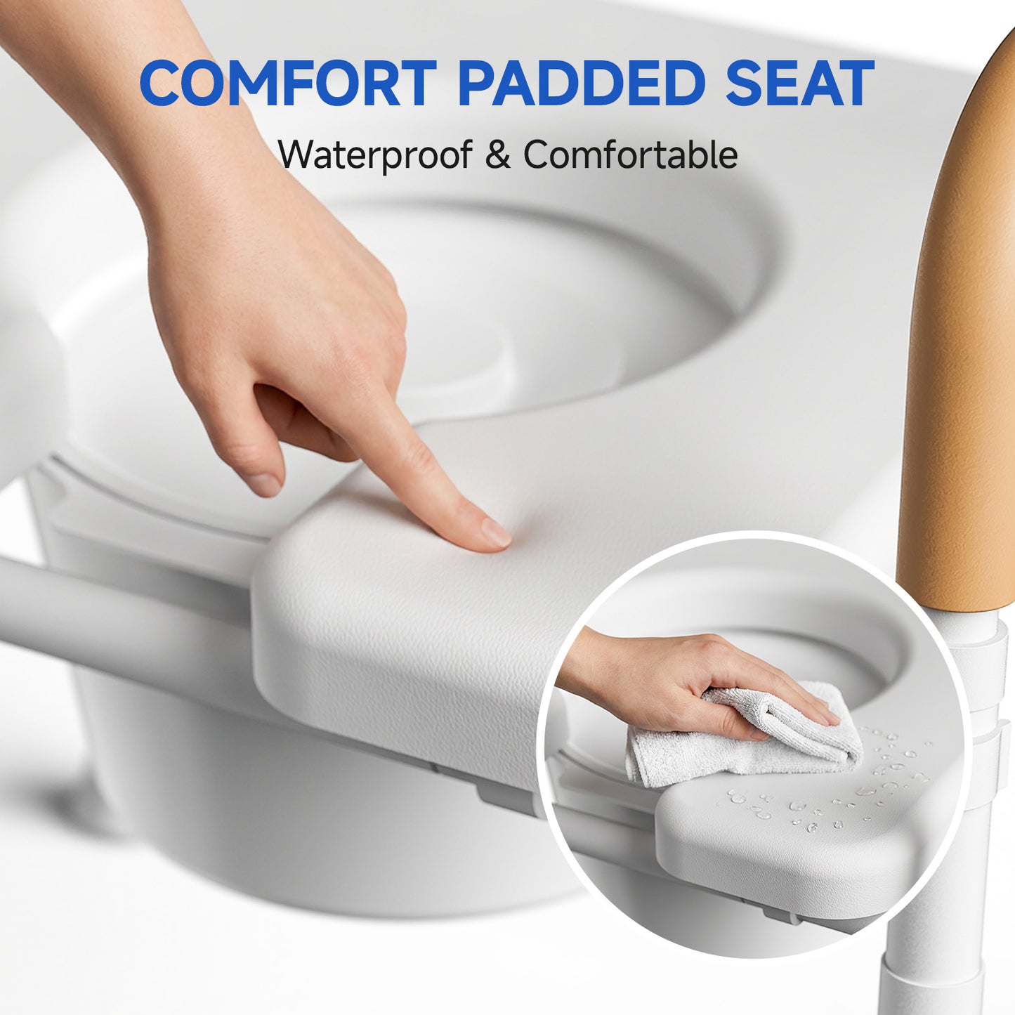 Loyoda Bedside Commode Chair for Seniors, 400 lbs Capacity, Portable Toilet with Padded Seat & Armrests, Removable 5L Bucket, Adjustable Height & Width