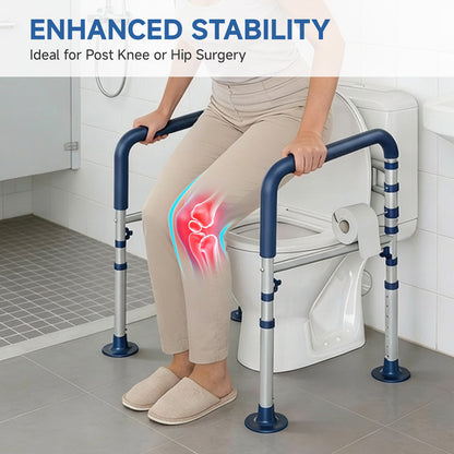 Loyoda Toilet Safety Rail for Seniors and Handicap, Adjustable Height & Width, Stand Alone Toilet Safety Frame, Supports up to 350Lbs (Blue)