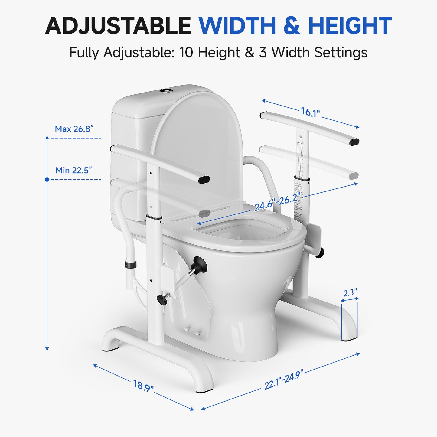 Loyoda Toilet Safety Rails for Seniors, Easy Installation & Super Sturdy Heavy-Duty Toilet Safety Frame, Adjustable Toilet Assist Arms, Toilet Handles for Elderly, Disabled
