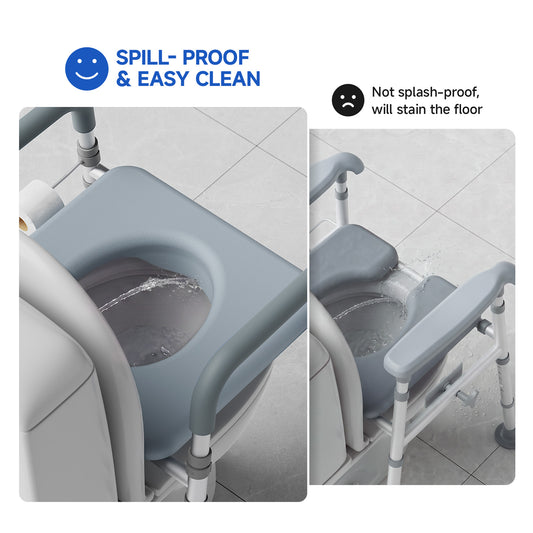Loyoda Raised Toilet Seat Riser with Handles | 350 lb, Adjustable, Gray