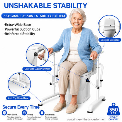 Loyoda Toilet Safety Rails for Seniors, White, 350 lb Limit