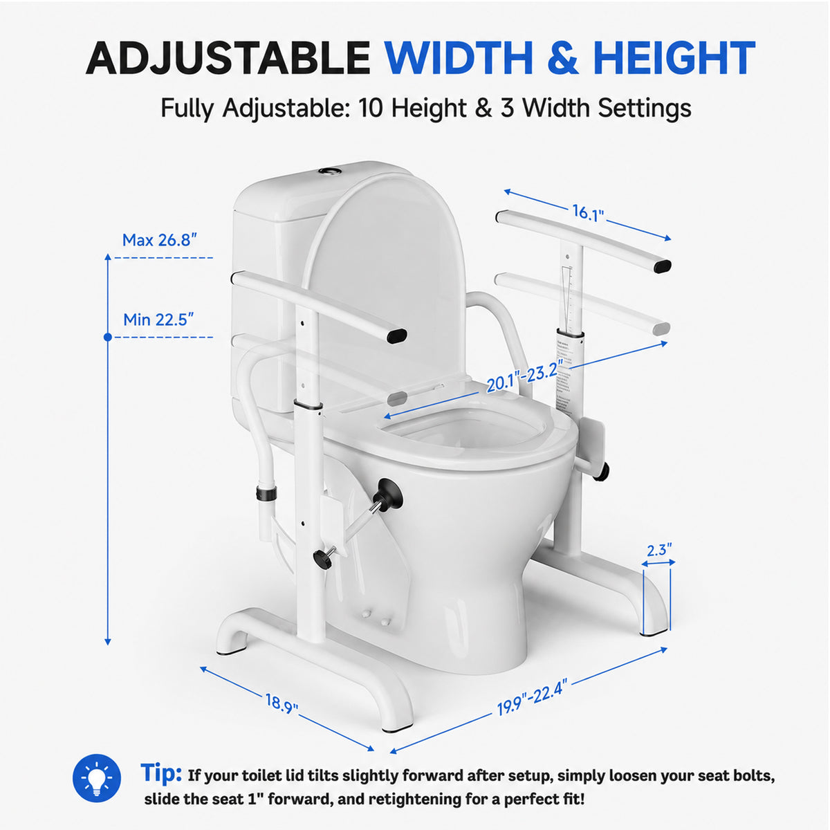 Loyoda Toilet Safety Rails for Seniors, White, 350 lb Limit