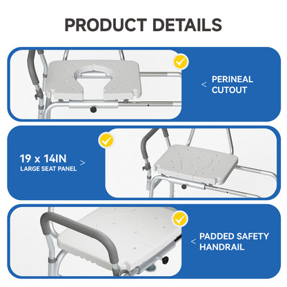Loyoda Tub Transfer Bench Sliding Bathtub Shower Chair for Inside Shower Chair for Elderly and Disabled,Adjustable Seat Height Holds Weight up to 350 Lbs
