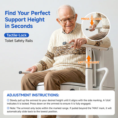 Loyoda Toilet Safety Rails for Seniors, Easy Installation & Super Sturdy Heavy-Duty Toilet Safety Frame, Adjustable Toilet Assist Arms, Toilet Handles for Elderly, Disabled