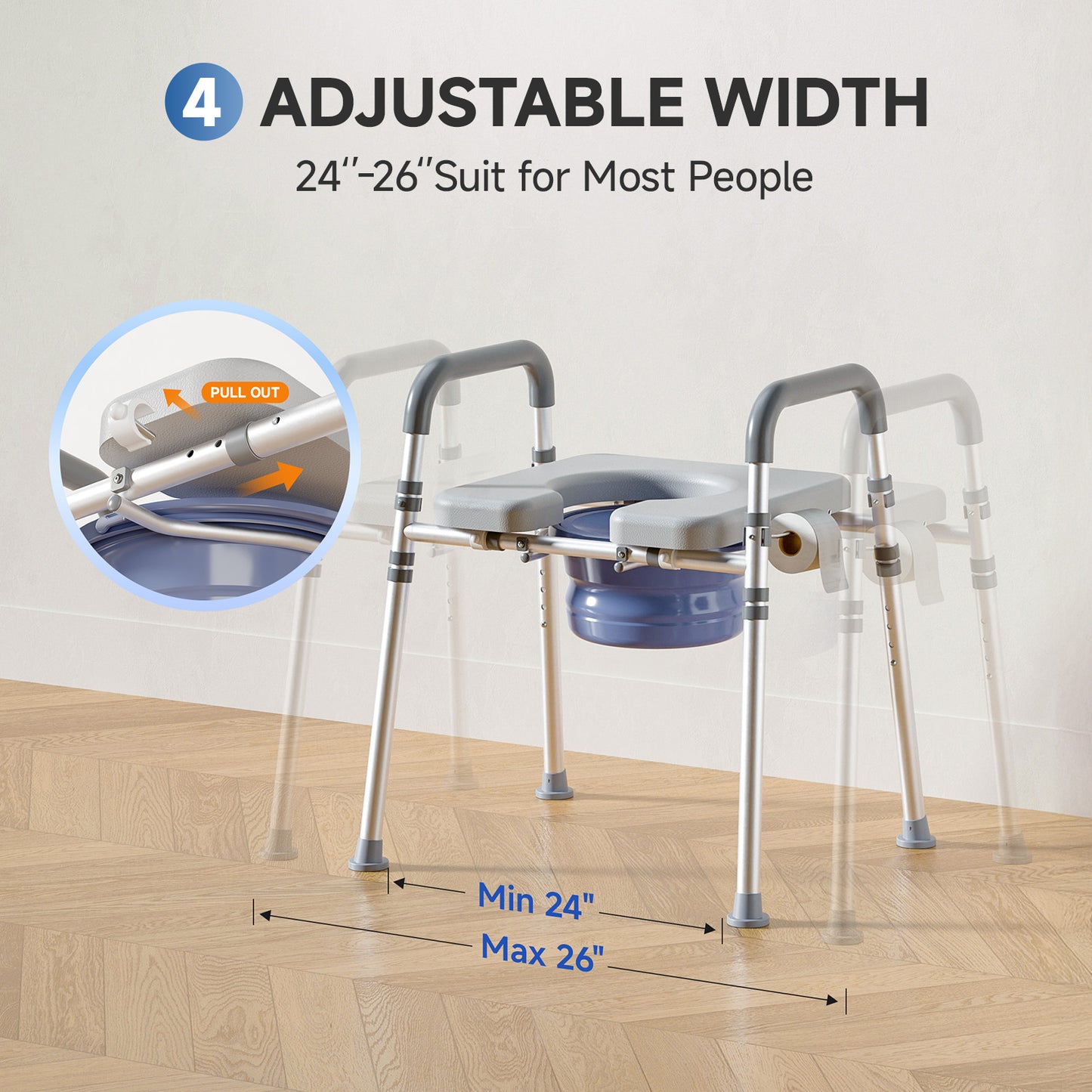 Loyoda Soft Padded Toilet Chair Commode for Elderly - Adjustable Height, Lightweight & Sturdy Aluminum Frame, Easy Clean & Removable Seat, Portable for Bedroom & Bathroom Use