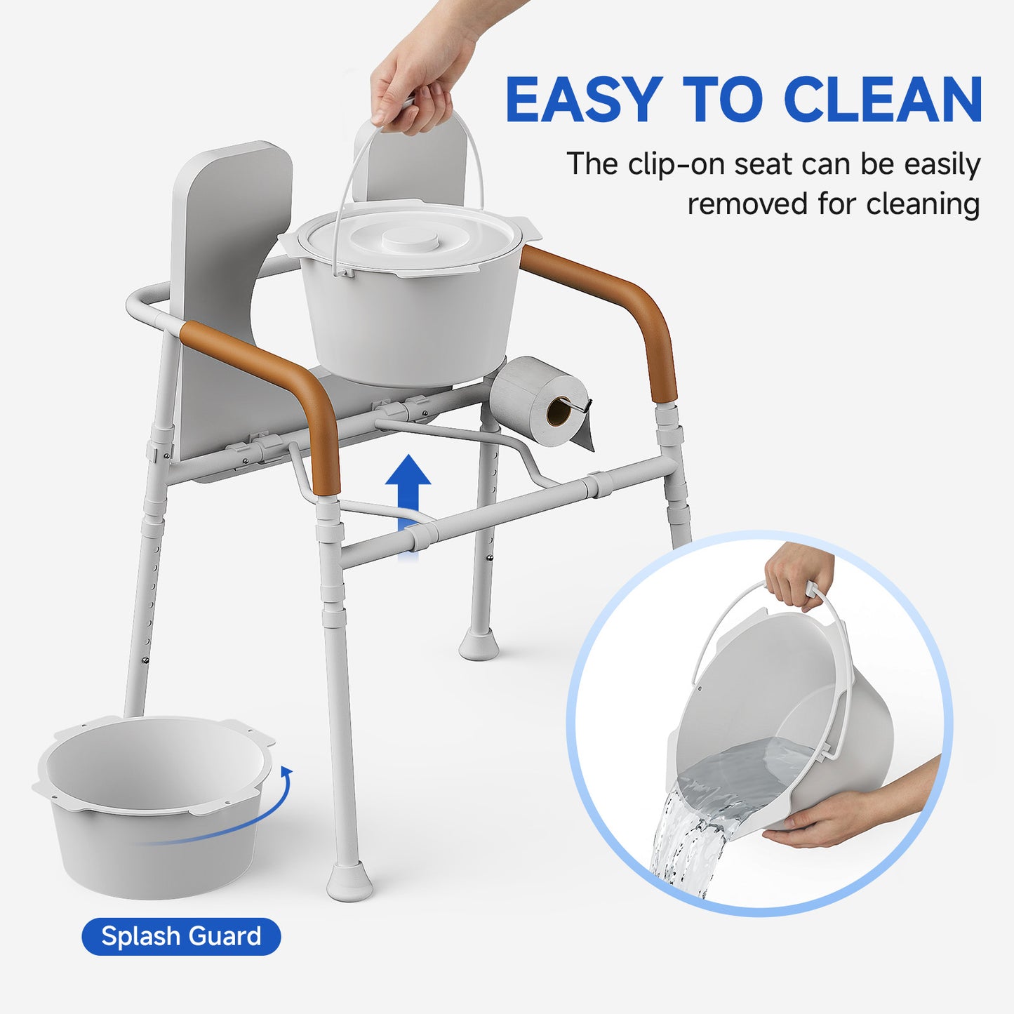 Loyoda Bedside Commode Chair for Seniors, 400 lbs Capacity, Portable Toilet with Padded Seat & Armrests, Removable 5L Bucket, Adjustable Height & Width