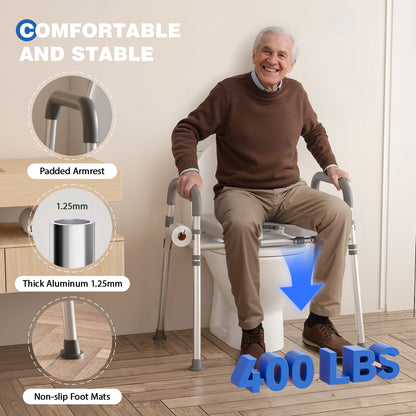 Loyoda Raised Toilet Seat Riser with Handles | 400 lb, Adjustable, Gray