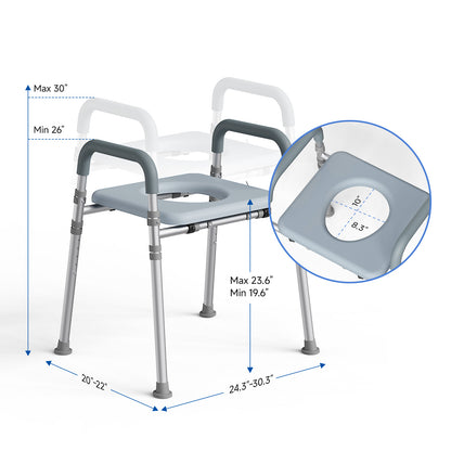 Loyoda Raised Toilet Seat Riser with Handles | 350 lb, Adjustable, Gray