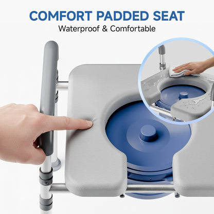Loyoda Soft Padded Toilet Chair Commode for Elderly - Adjustable Height, Lightweight & Sturdy Aluminum Frame, Easy Clean & Removable Seat, Portable for Bedroom & Bathroom Use