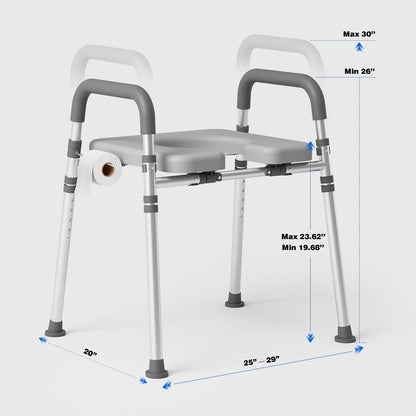 Loyoda Raised Toilet Seat Riser with Handles | 400 lb, Adjustable, Gray