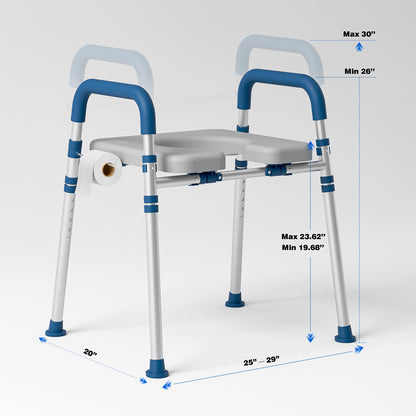 Loyoda Toilet Seat Risers for Seniors, Raised Toilet Seat with Padded Handles & Seat, 400 LBS for Elderly